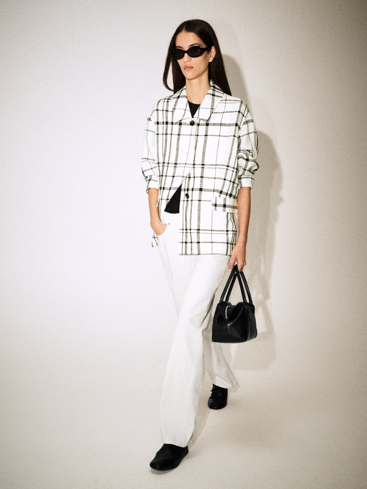 チェック リネンジャケット